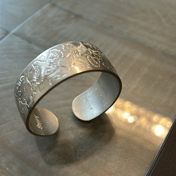 Vintage Engraved Pewter Adjustable Bracelet - Picture 2 of 4